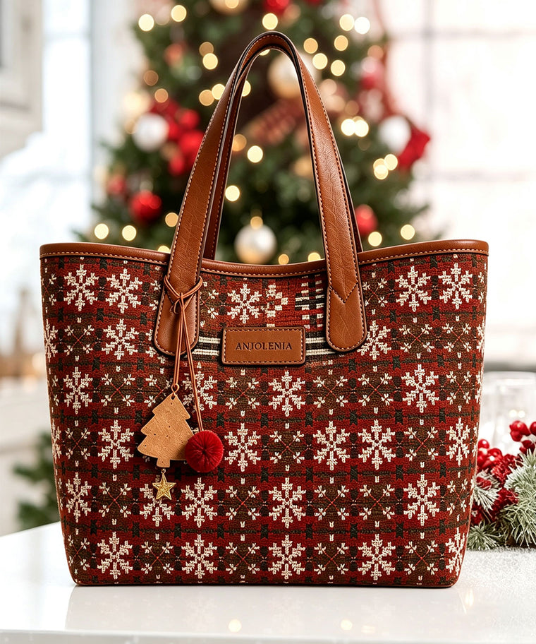 ANJOLENIA Christmas Snowflake Tote Bag