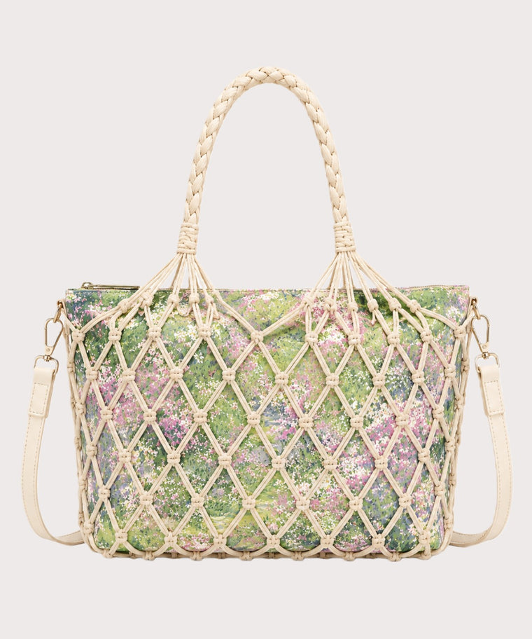 ANJOLENIA Convertible Wildflower Mesh Tote Bag