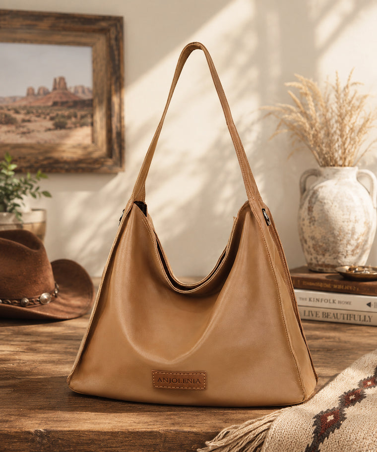 ANJOLENIA Genuine Leather Hobo Bag
