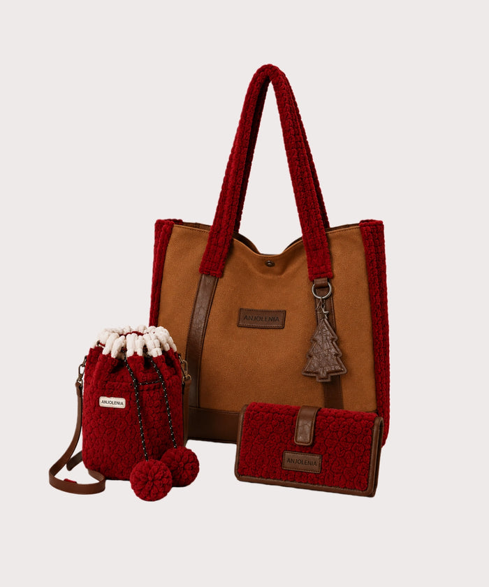 ANJOLENIA Christmas Teddy Concealed Carry Laptop Tote Bag Set