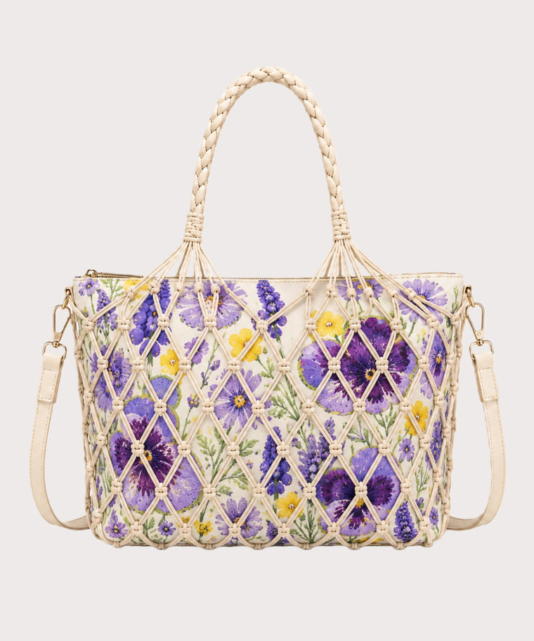 ANJOLENIA Convertible Wildflower Mesh Tote Bag