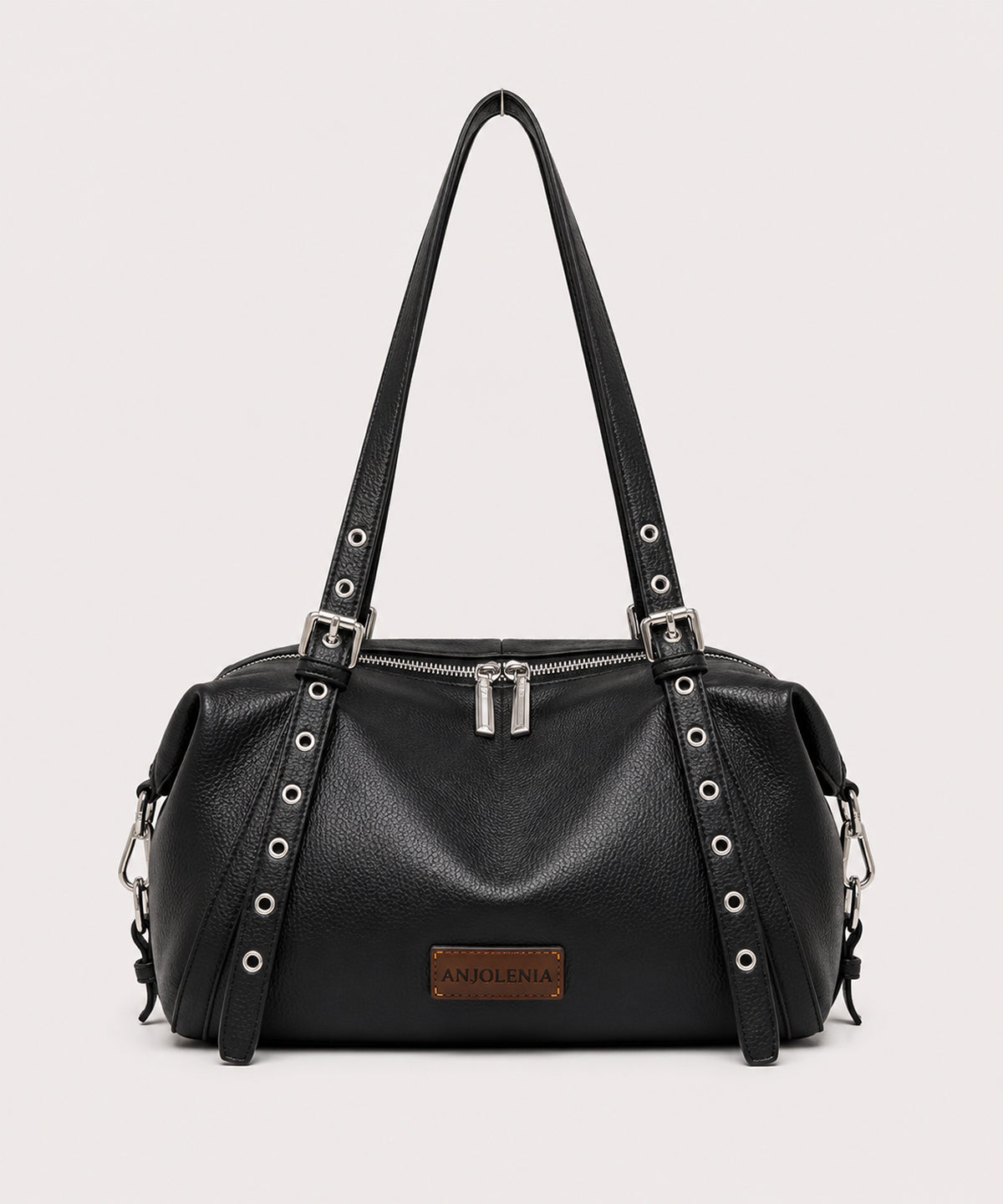 ANJOLENIA Genuine Leather Studded Shoulder Bag