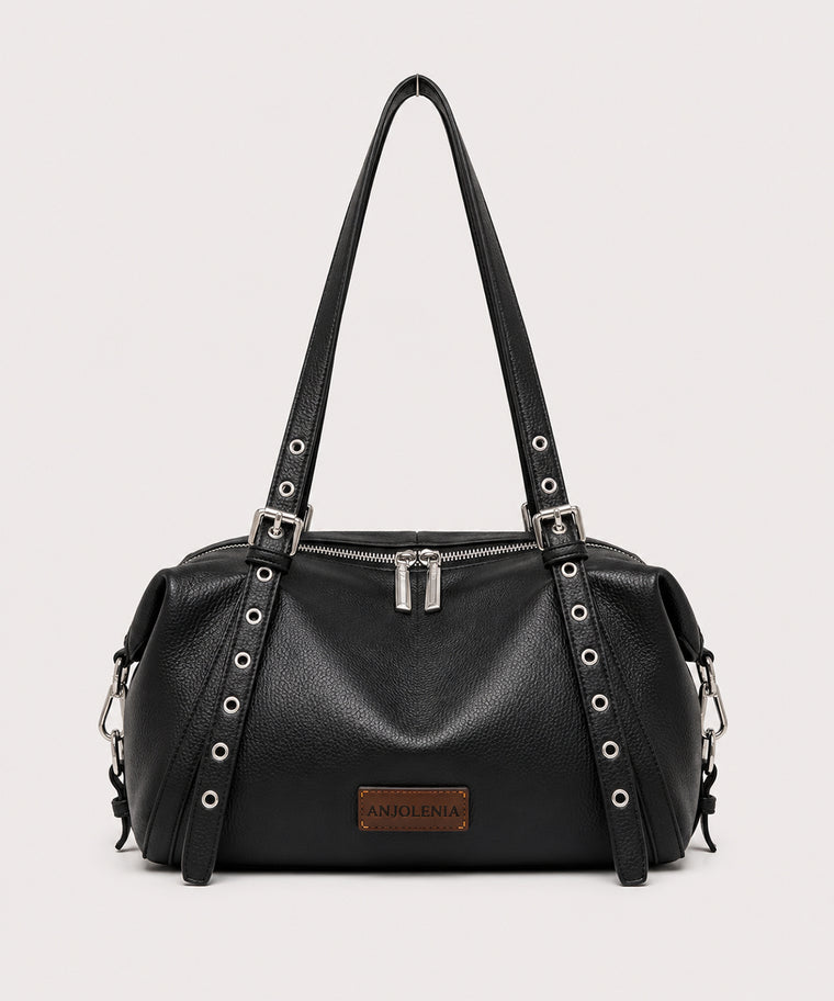 ANJOLENIA Genuine Leather Studded Shoulder Bag