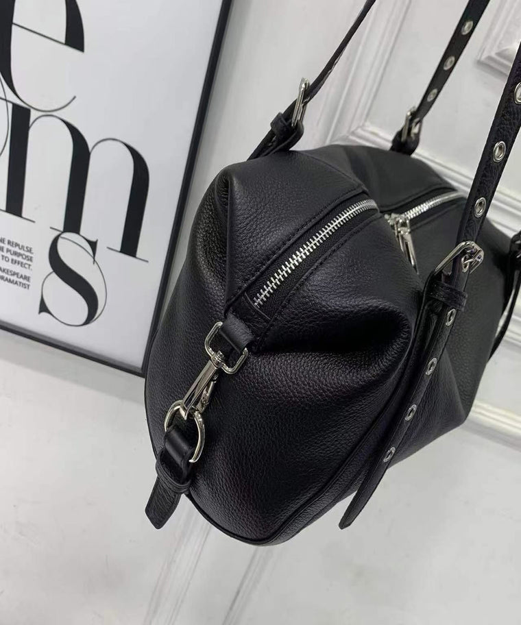 ANJOLENIA Genuine Leather Studded Shoulder Bag