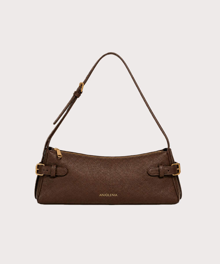 ANJOLENIA Vintage East-West Genuine Leather Shoulder Bag