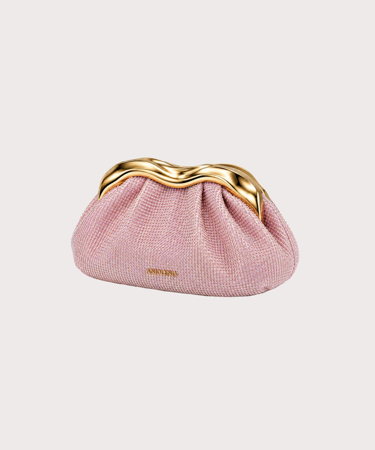 ANJOLENIA Sculptural Liquid Metal Cloud Evening Clutch