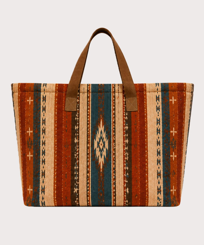 ANJOLENIA Western Heritage Woven Tote Bag | Large Southwestern Canvas Shoulder Bag