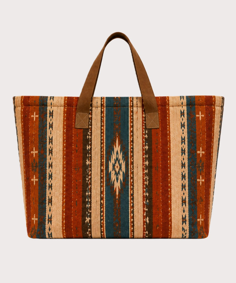 ANJOLENIA Western Heritage Woven Tote Bag | Large Southwestern Canvas Shoulder Bag