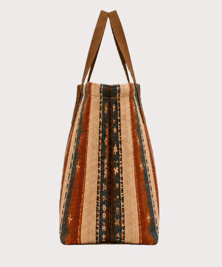 ANJOLENIA Western Heritage Woven Tote Bag | Large Southwestern Canvas Shoulder Bag