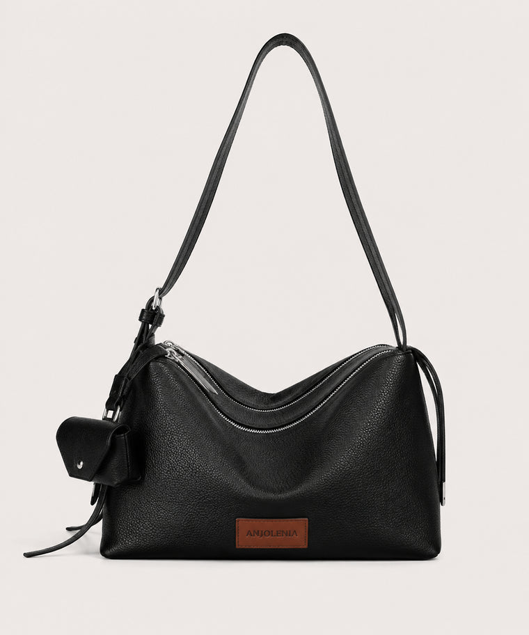 ANJOLENIA Soft Pebbled Large Hobo Shoulder Bag With Coin purse