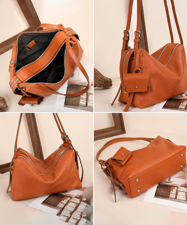 ANJOLENIA Soft Pebbled Large Hobo Shoulder Bag With Coin purse