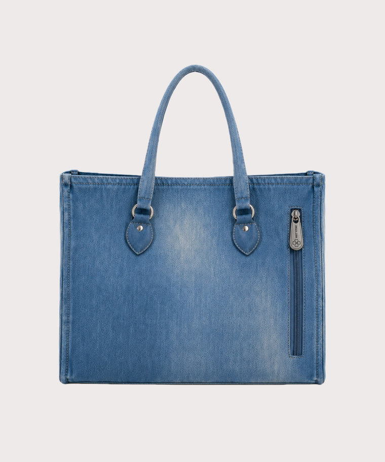 ANJOLENIA Blue Star Print Tote Bag