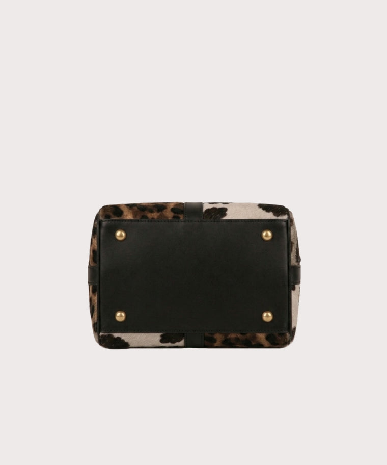 ANJOLENIA Leopard & Cow Print Top Handle Bag