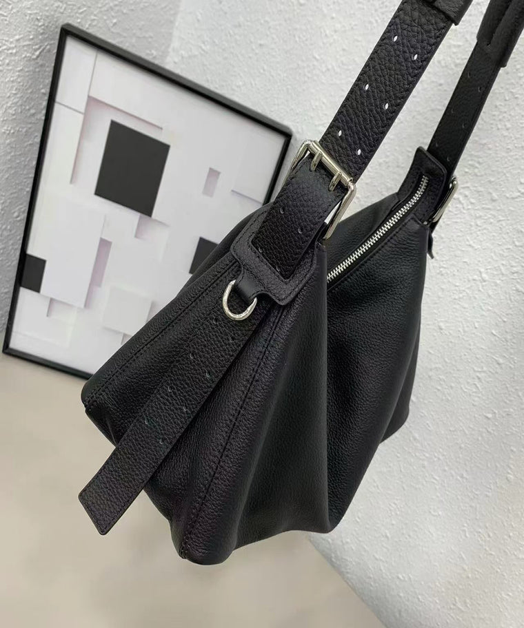 ANJOLENIA Soft Pebbled Leather Slouchy Hobo Shoulder Bag