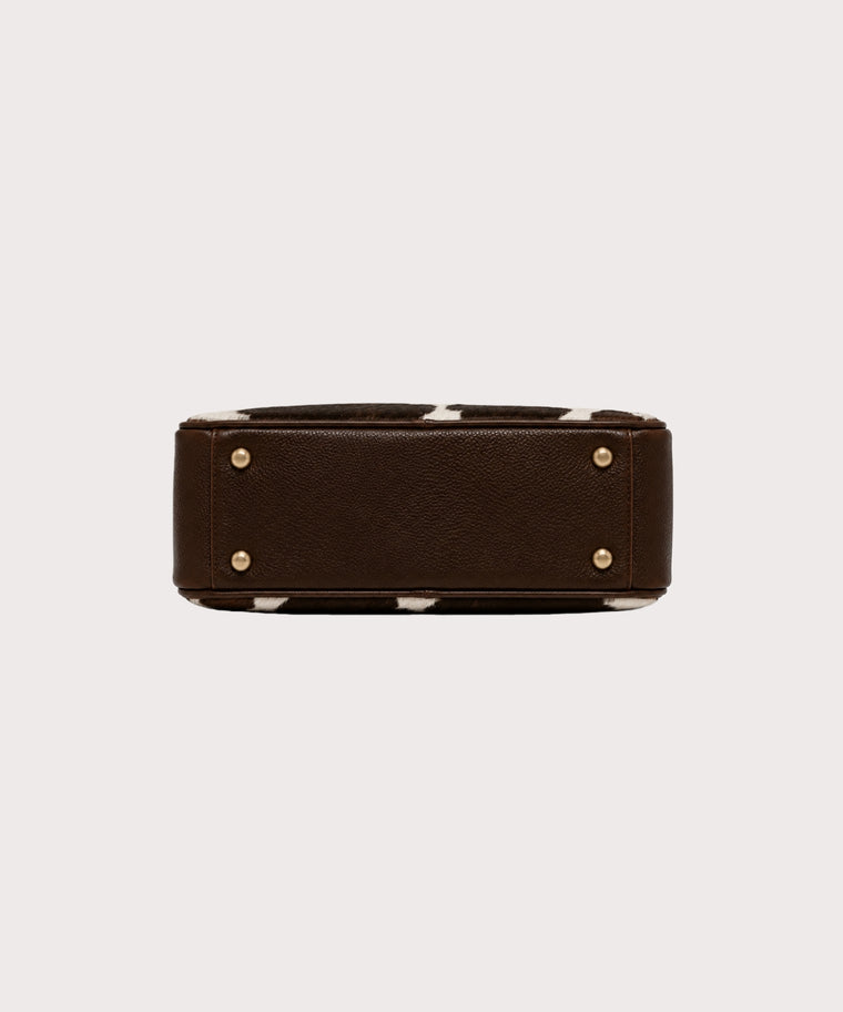 ANJOLENIA Brown Cow Print Top Handle Bag