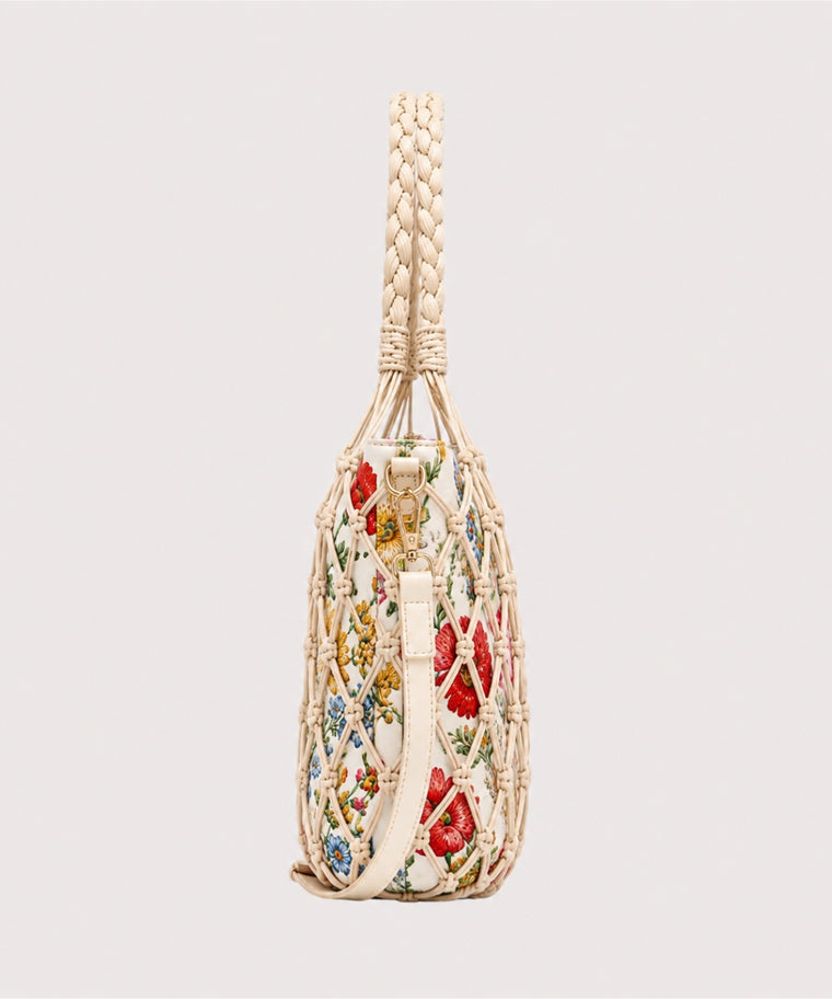 ANJOLENIA Convertible Wildflower Mesh Tote Bag