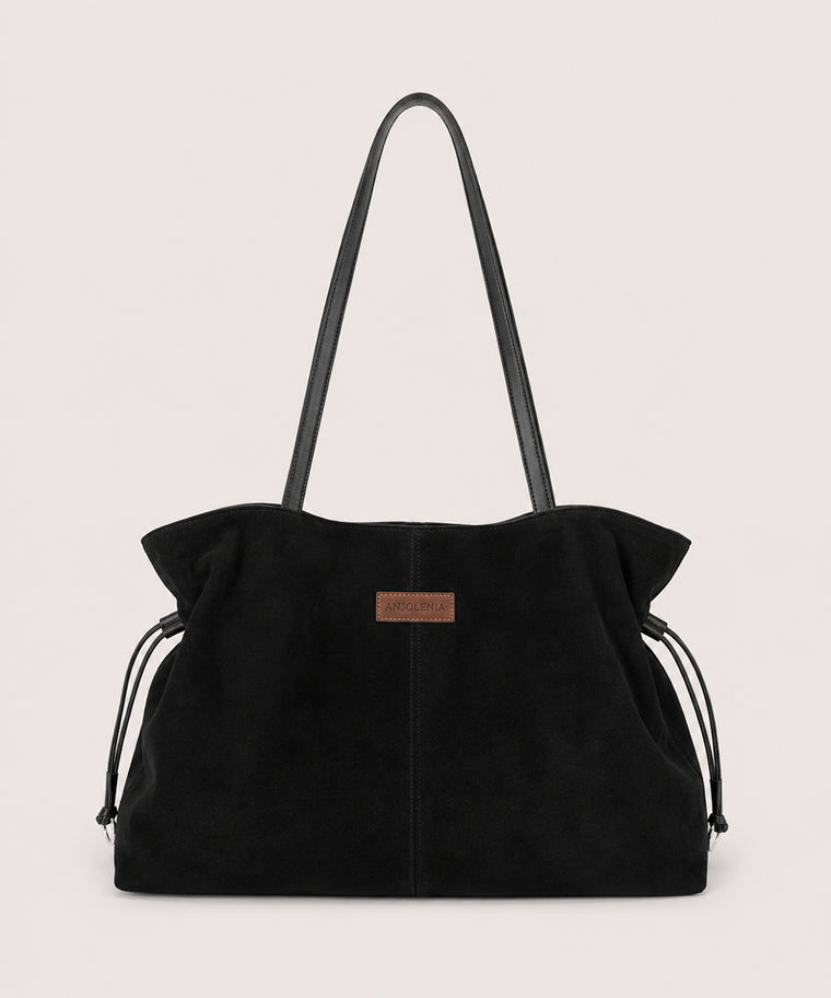 ANJOLENIA Drawstring Slouchy Suede Tote Bag