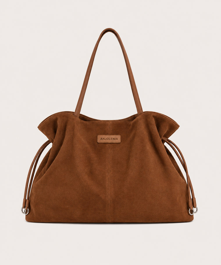 ANJOLENIA Drawstring Slouchy Suede Tote Bag