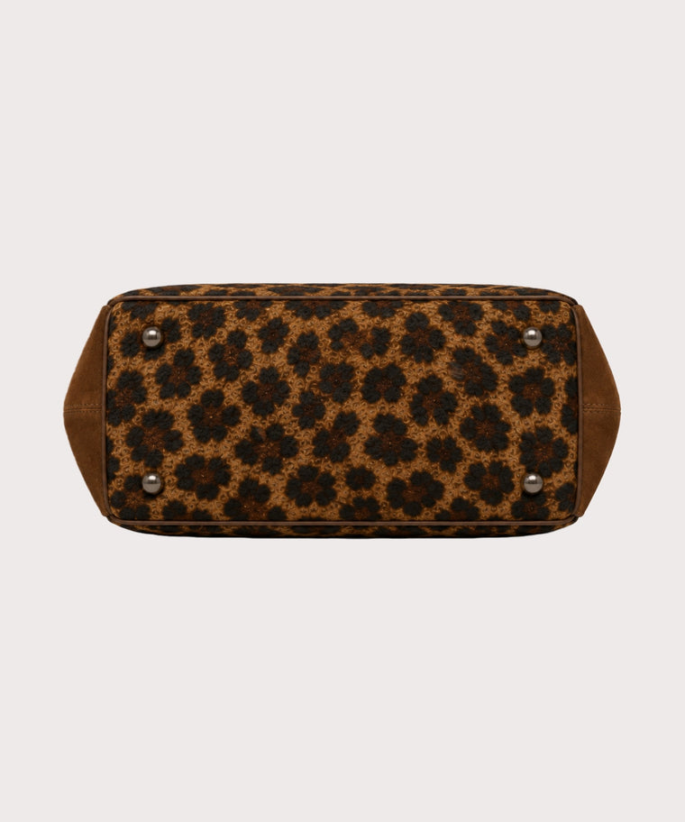 ANJOLENIA Brown Leopard Print Shoulder Tote Bag