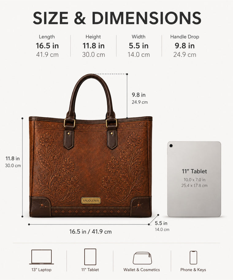 ANJOLENIA Vintage Floral Embossed Large Tote Bag（Preorder）