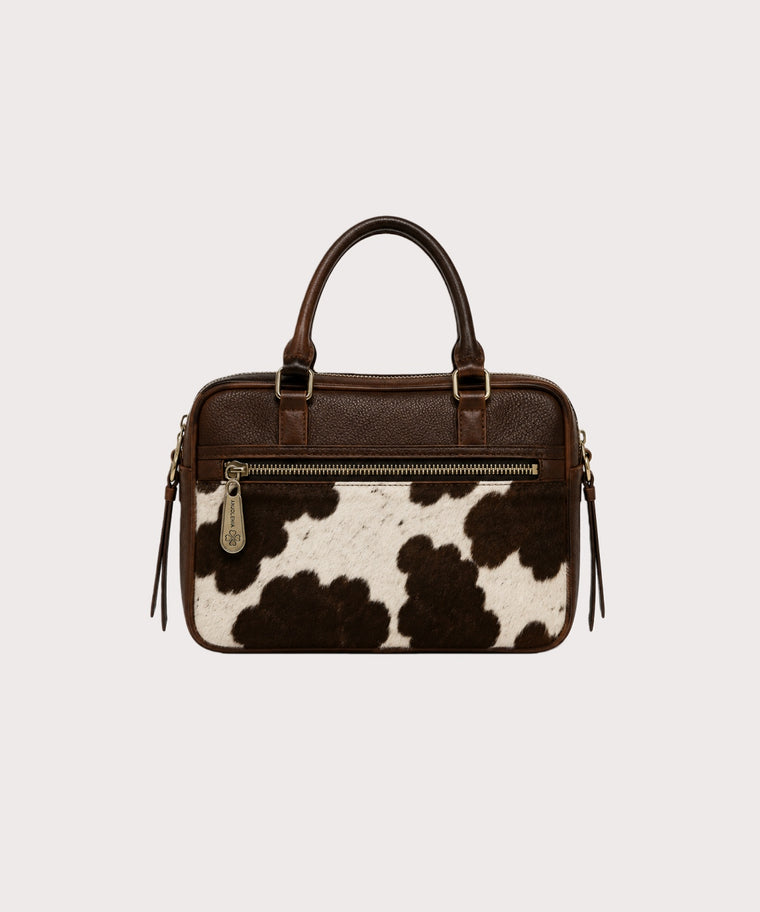ANJOLENIA Brown Cow Print Top Handle Bag