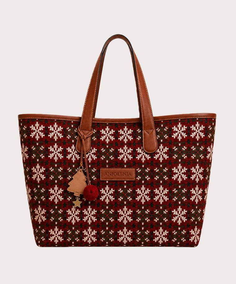 ANJOLENIA Christmas Snowflake Tote Bag