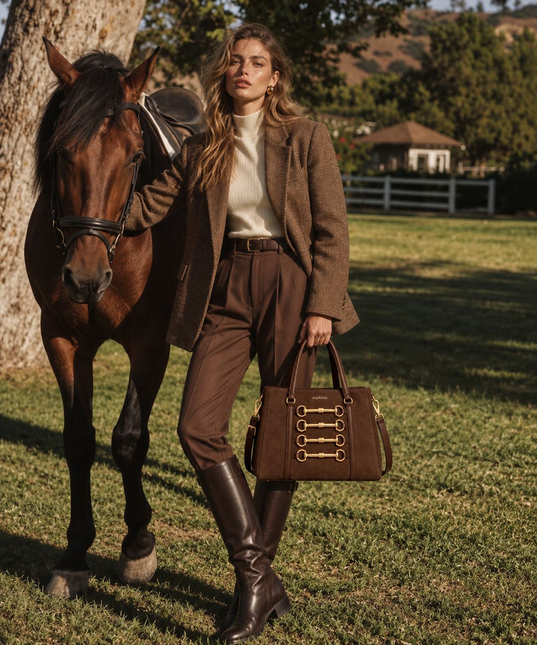 ANJOLENIA Heritage Cavalry Leather Work Tote Bag