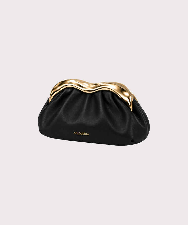 ANJOLENIA Sculptural Liquid Metal Cloud Evening Clutch