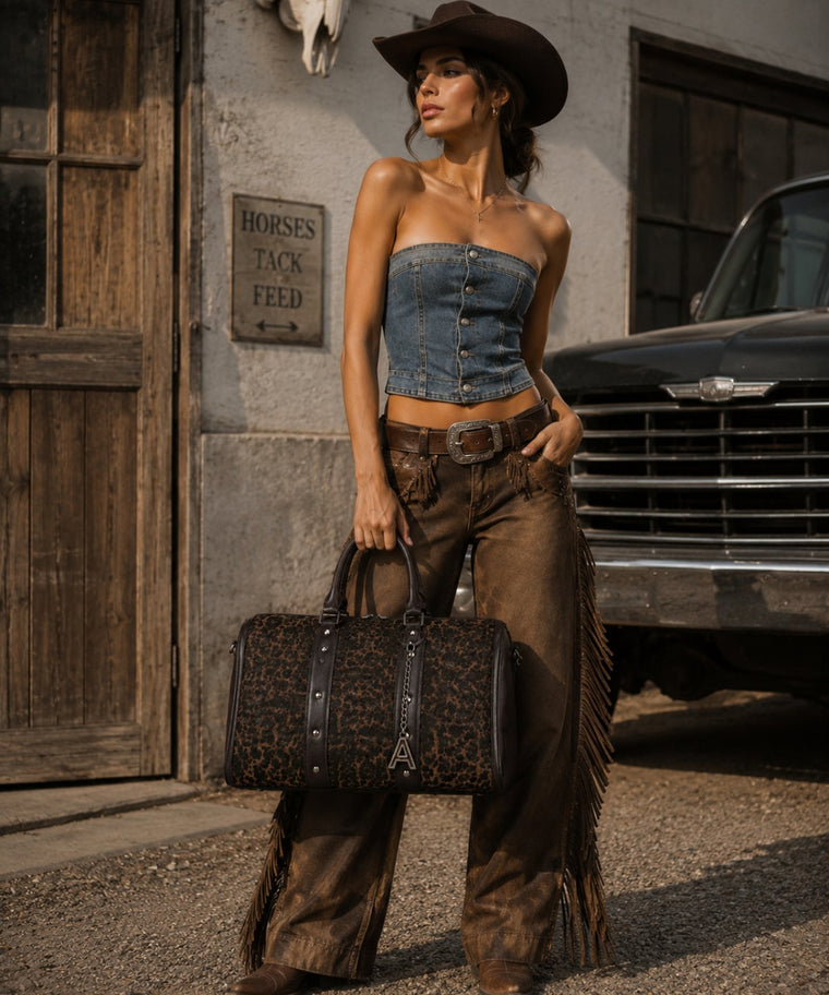 ANJOLENIA Leopard Print Weekender Bag