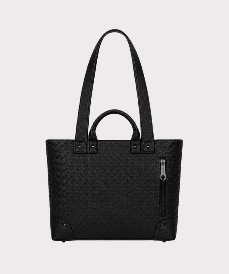 ANJOLENIA Brown Vegan Leather Tote Bag with Croissant Coin Pouch
