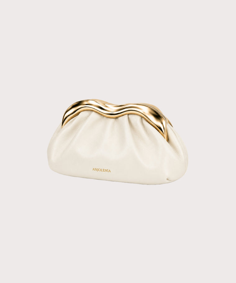 ANJOLENIA Sculptural Liquid Metal Cloud Evening Clutch