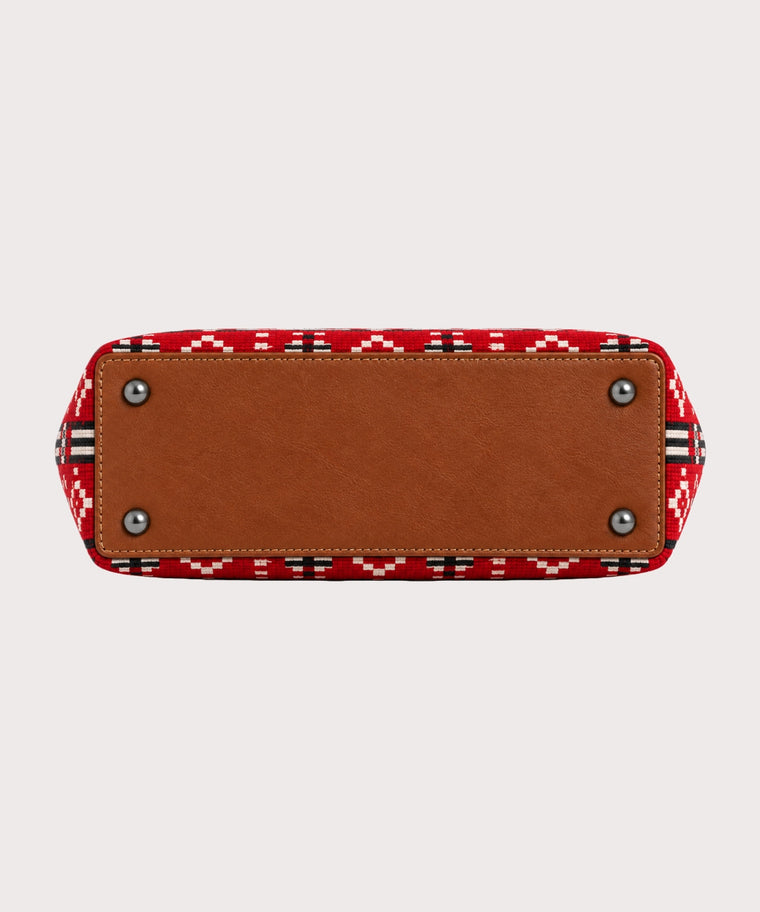 ANJOLENIA Red Ethnic Print Tote Bag