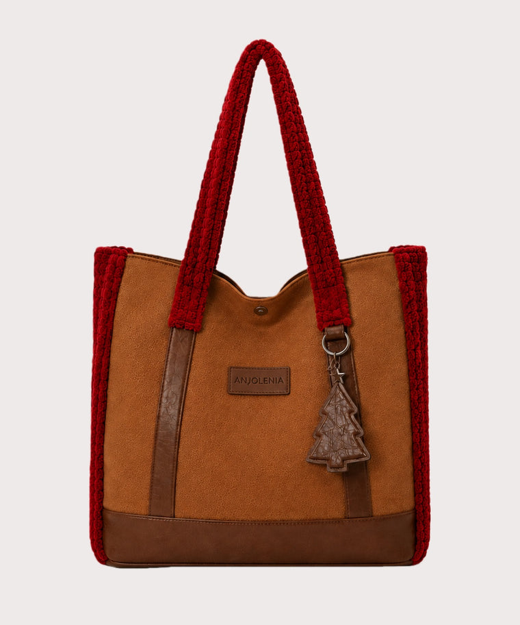 ANJOLENIA Christmas Teddy Genuine Leather Laptop Tote Bag Set (Preorder)