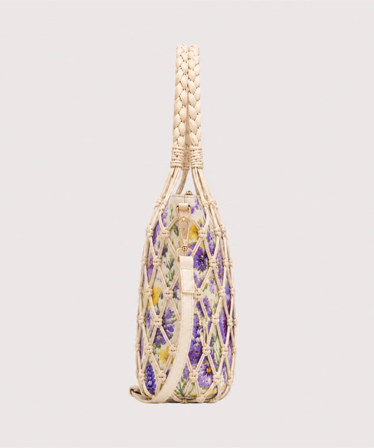 ANJOLENIA Convertible Wildflower Mesh Tote Bag