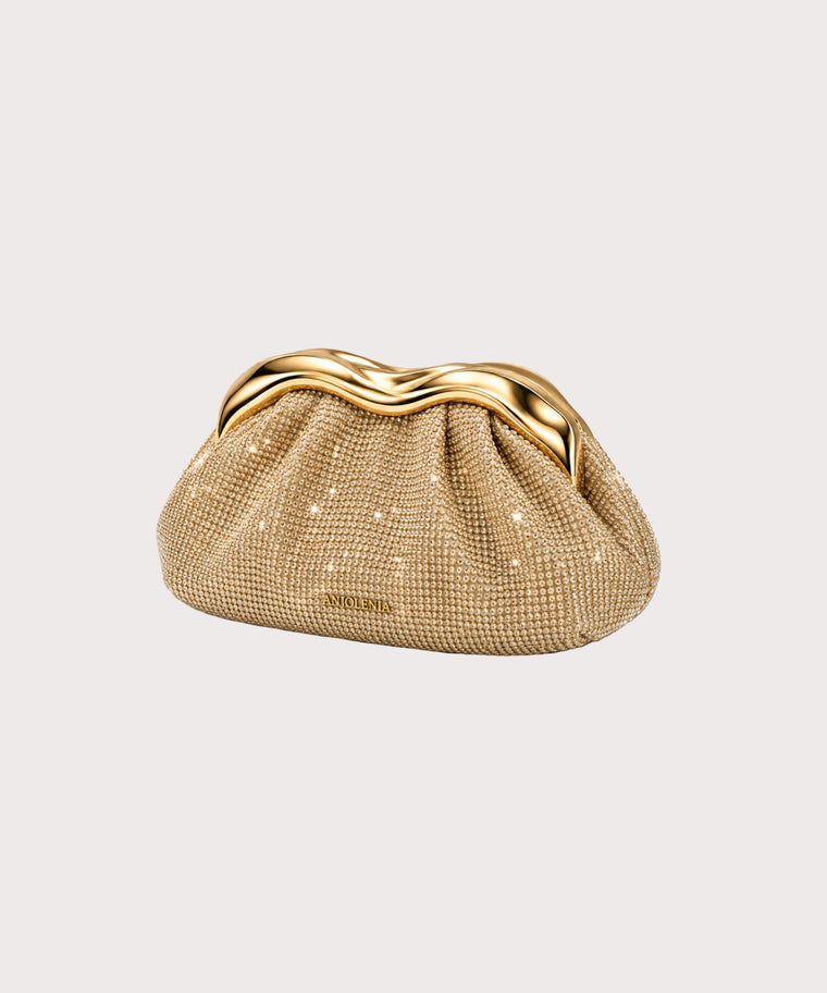 ANJOLENIA Sculptural Liquid Metal Cloud Evening Clutch