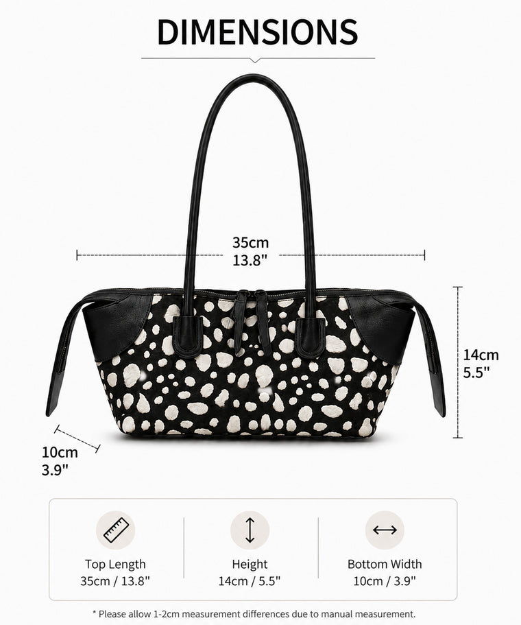 ANJOLENIA Genuine Calf Hair Animal Print Shoulder Tote Bag