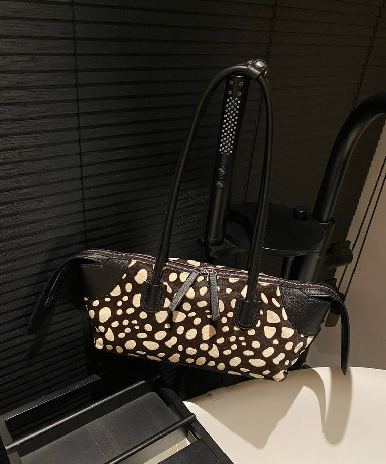 ANJOLENIA Genuine Calf Hair Animal Print Shoulder Tote Bag